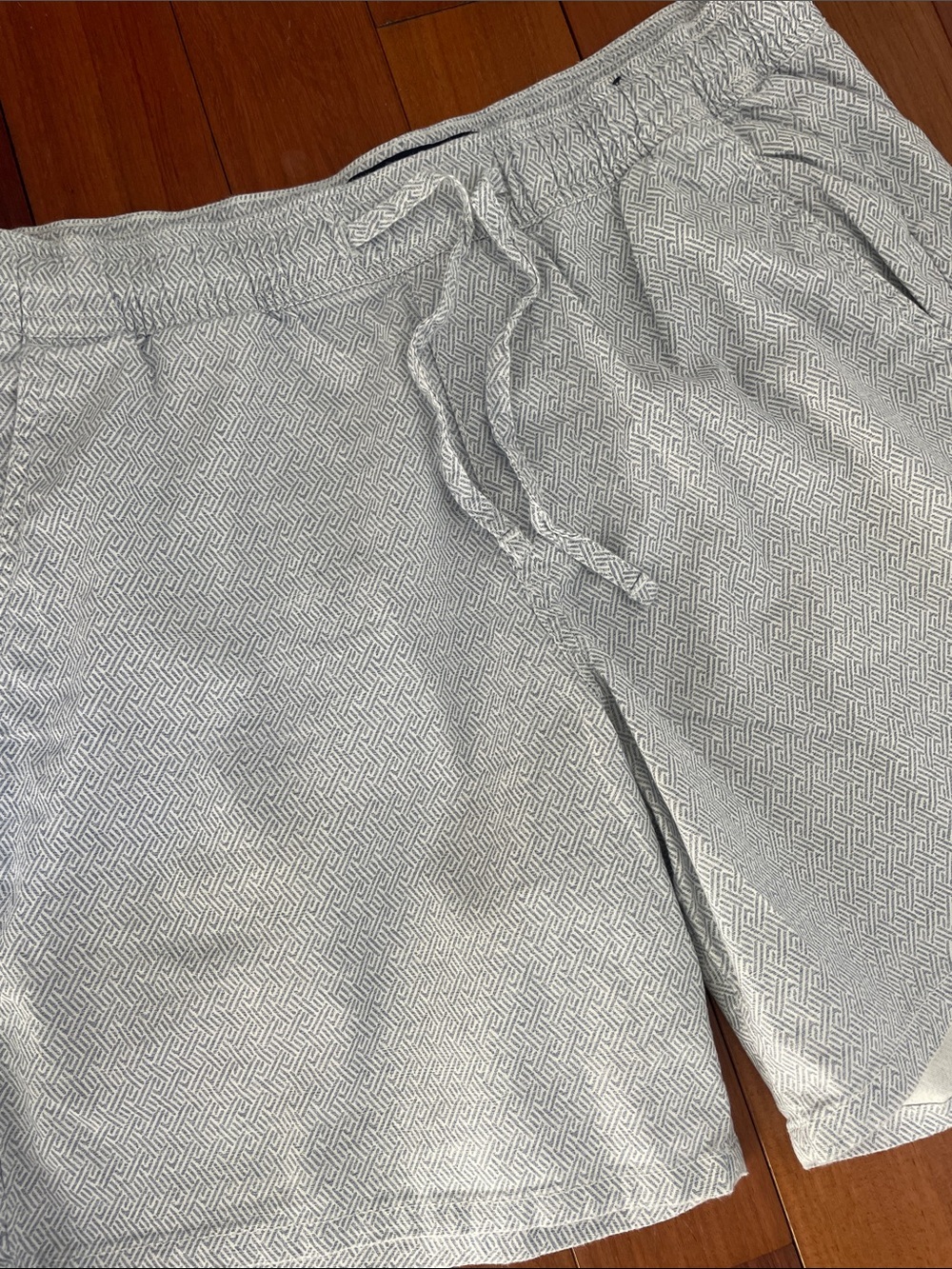 Hollister Men's White & Light Blue Patterned Shorts